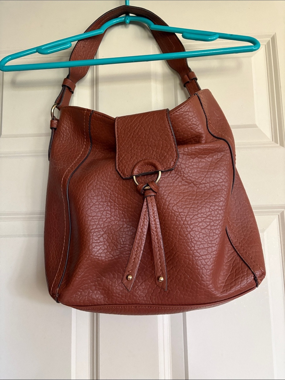 Jessica Simpson Brown Leather-Trim Tote with Logo-Print Lining